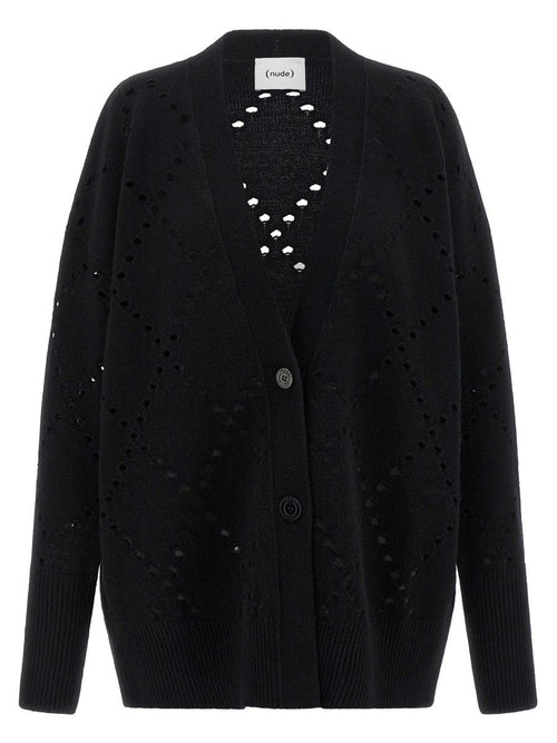 Nude Argyle Cut-Out Cardigan